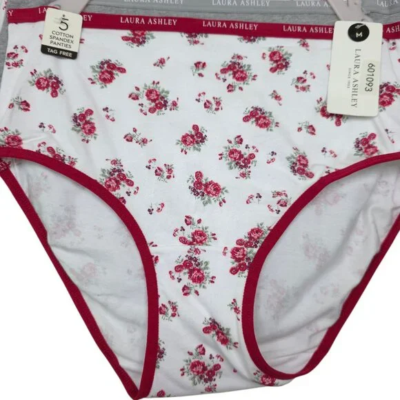 Laura Ashley Womens Medium Cotton Spandex Floral Panties Briefs 5-Pack Tag Free - Picture 8 of 13
